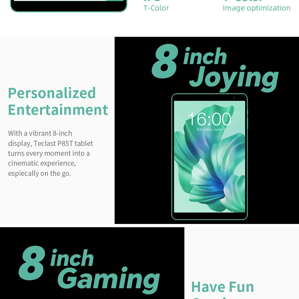 Teclast P85T 2024 Tablet Allwinner A523 8-core 1.8GHz/ 10GB(4GB+6GB) RAM/64GB ROM/8 Inch 800×1280iPS/WIFI5G/4G/5000mAh/Type-C/0.