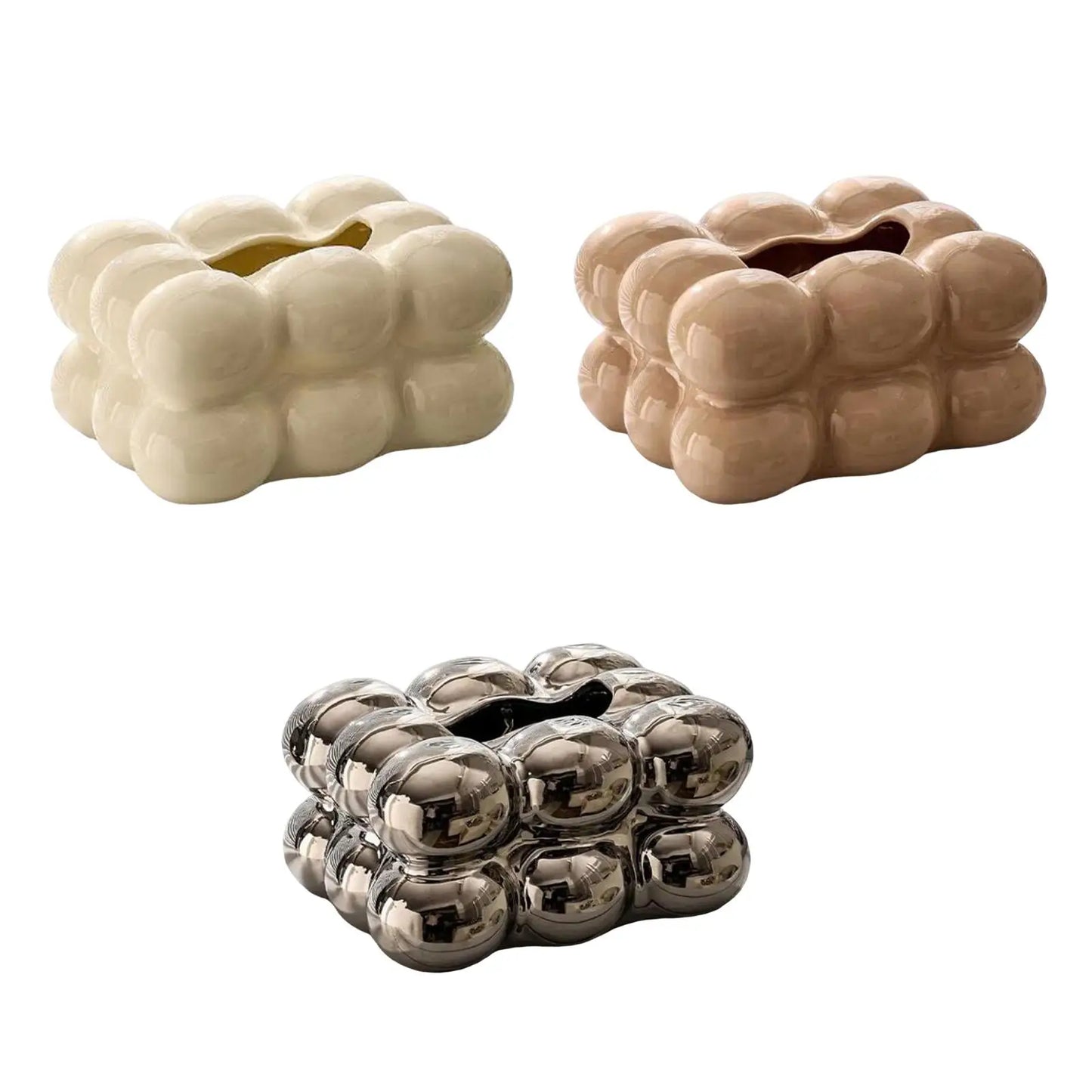 Geometry Tissue Box Cover Decorative Facial Tissue Holder Case Container for Bedroom Tissue Box Covers Rectangular Ceramic