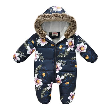 Plus Dicke Samt Bodys Kleidung Winter Baby Wasserdicht Mit Kapuze Einteiliges Mädchen Jungen Overalls Ski Anzug Infant Dicke Warme strampler