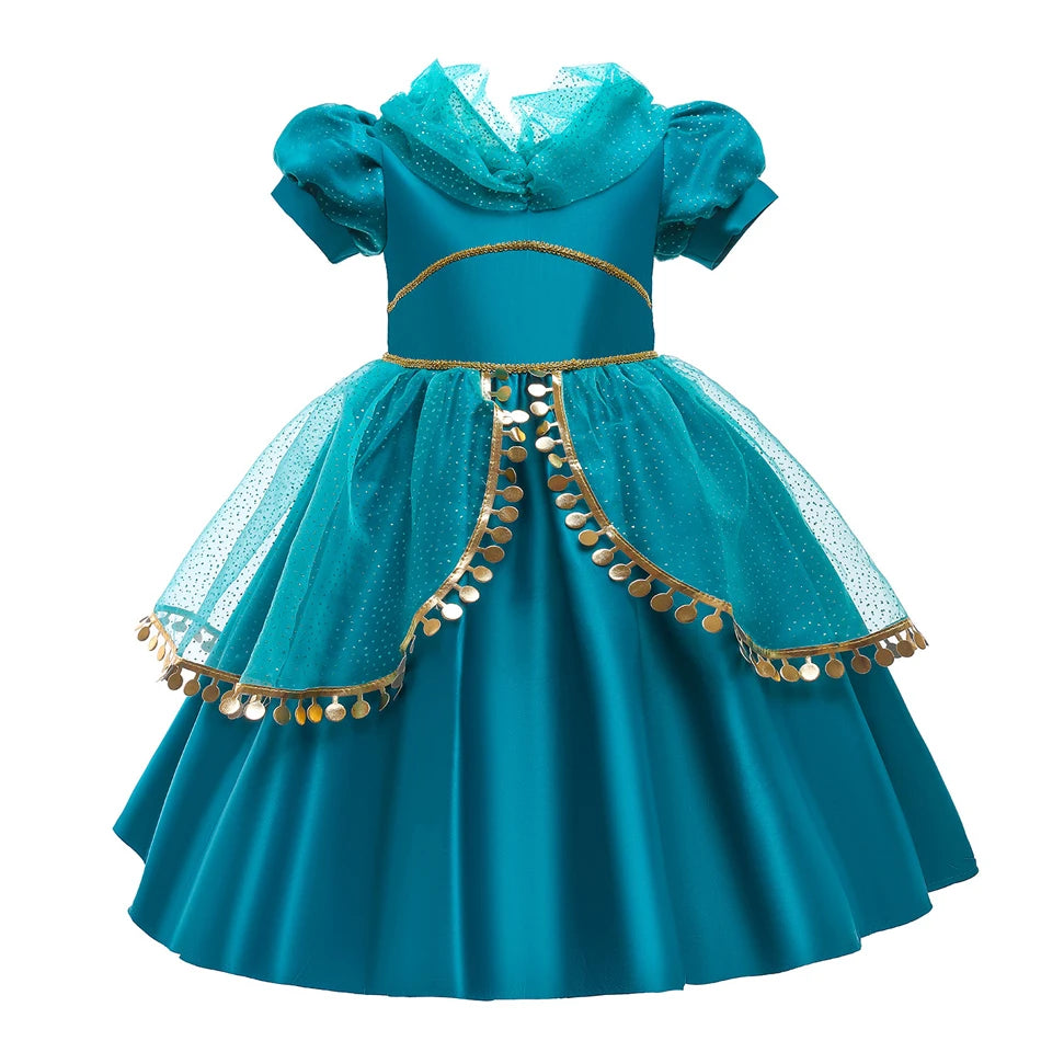 Disney Prinzessin Jasmin Kleid Kinder Cosplay Aladin und die Wunderlampe Performance Kostüm Mädchen Halloween Karneval Outfits.