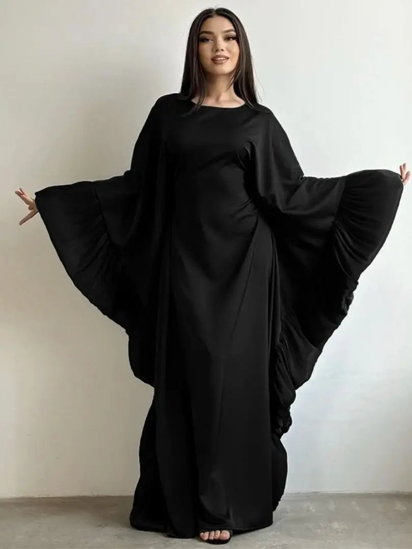 Ramadan Eid Kebaya Muslim Batwing Abaya Damen Dubai Luxury Abayas For Women Kaftan Satin Dress Islam Caftan Marocain Robe Femme.