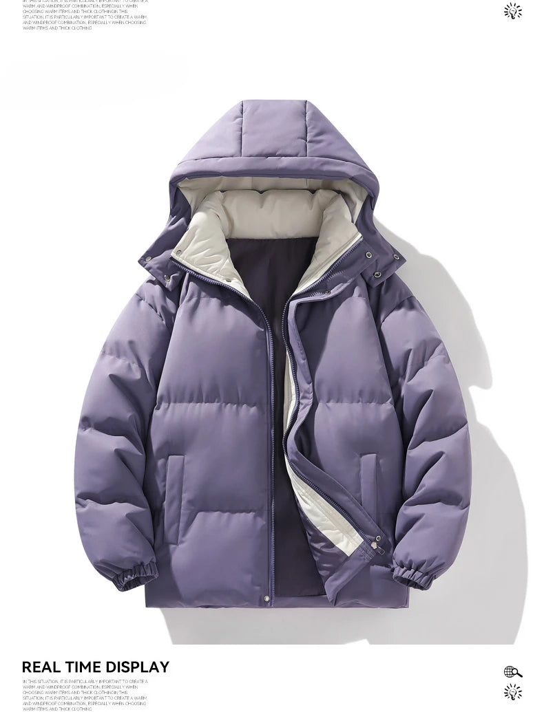 Korean Fashion Winter Men Hooded Parkas Casual Outdoor Windproof Men Clothing with Hood Thickened Warm Cotton Jacket for Men New.