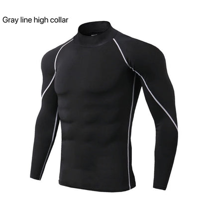 Men's Quick Dry Running T-shirt Workout Compression Shirt Turtleneck Long Sleeve Rash Guard Gym Base Layer Athletic Undershirt.