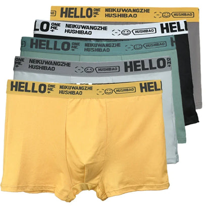 4Pcs männer Boxer Unterwäsche Mann Mid-taille Unterhose Einfarbig Antibakterielle Höschen Plus Größe Shorts Homme U konvexen Dessous