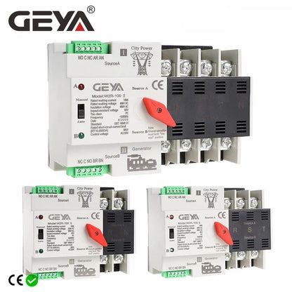 GEYA W2R ATS 110V 220V PC Dual Power Automatischer Transferschalter 63A 100A Haushalts-Stromübertragungsschalter 50/60Hz.