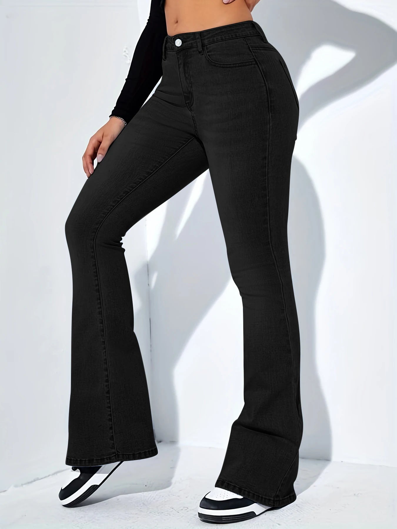 Women's jeans high waist stretch comfortable flared pants Denim pants.