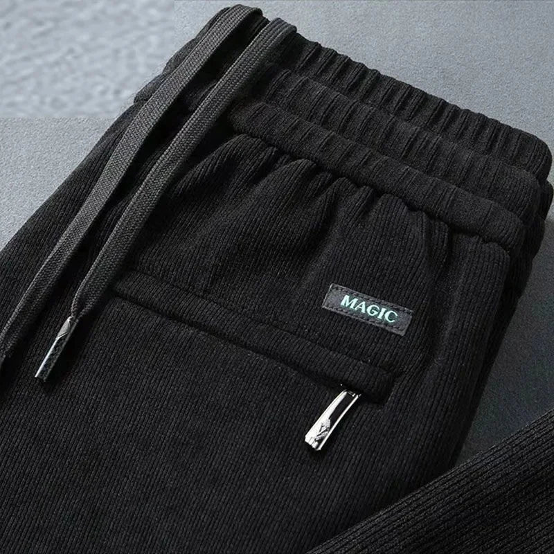Herren-Freizeithose, verdickt, gerades Bein, warm, Herbst-Winter-Oberbekleidung, modisch, vielseitig, lockere Passform, sportlicher Stil