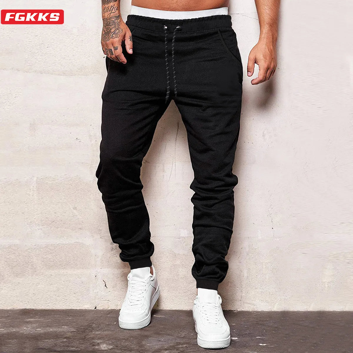 FGKKS 2023 New Loose Sport Pants Men's Slim-Fit Trend Straight Running Trouser High-Quality Design Casual Sweatpants Male.