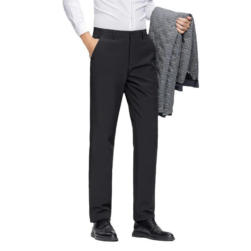 Men's Formal Down Pants 90% White Duck Down Winter Business Trousers Thickened Warm Straight Stretchable Office Pants Man PT-594.