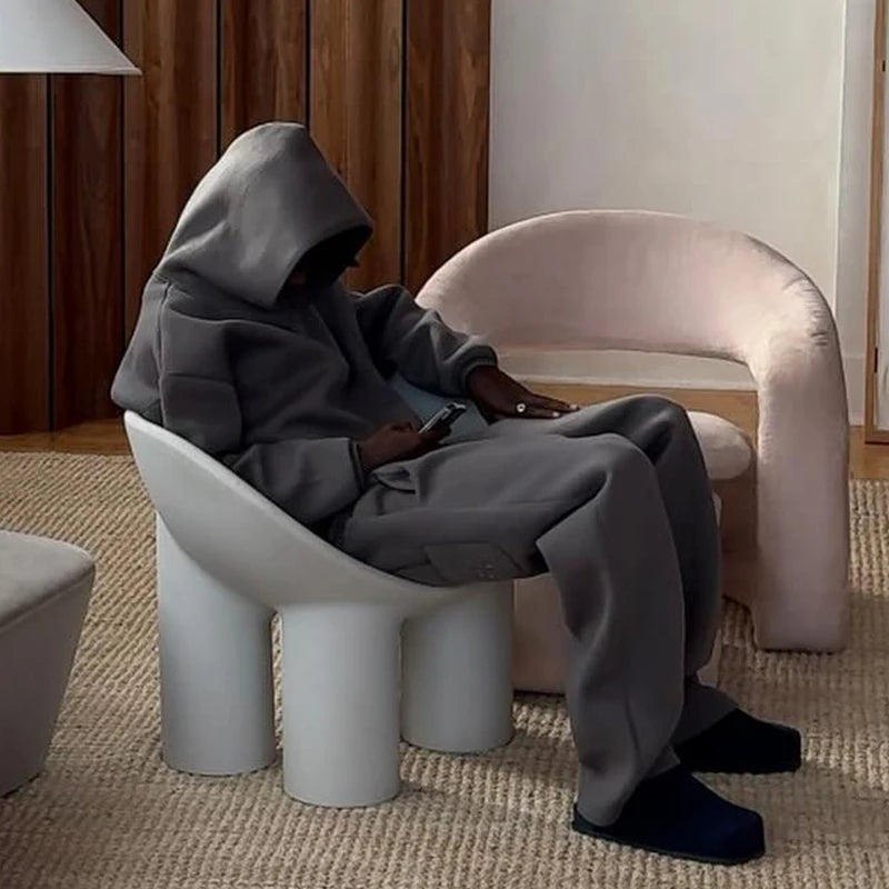 Men Cotton Vintage Tracksuit 2pcs Set Hoodies Straight Pants Casual Loose Hip Hop Sports Hooded Pullover Trousers Y2k Streetwear