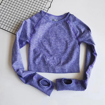 Women Seamless Yoga Shirts Crop Top Long Sleeves Shirts for Women Yoga Sports Fitness Gym Clothing Workout Tops Sports Shirts.