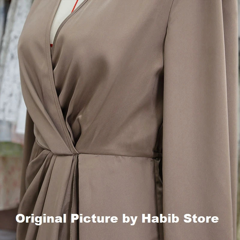 Frauen 2024 Neue Lange Kleid Elegante Rundhals Satin Langarm Büro Dame Midi Schlank Abend Party Kleider Sexy Kleid Chic robe.