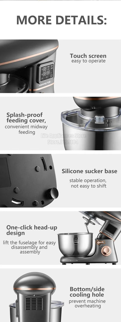 Joyoung 5L Stand Dough Mixer For Kitchen Cream Whisk Cake Dough Blender With Stainless Steel Bowl 6 Gears Chef Machine