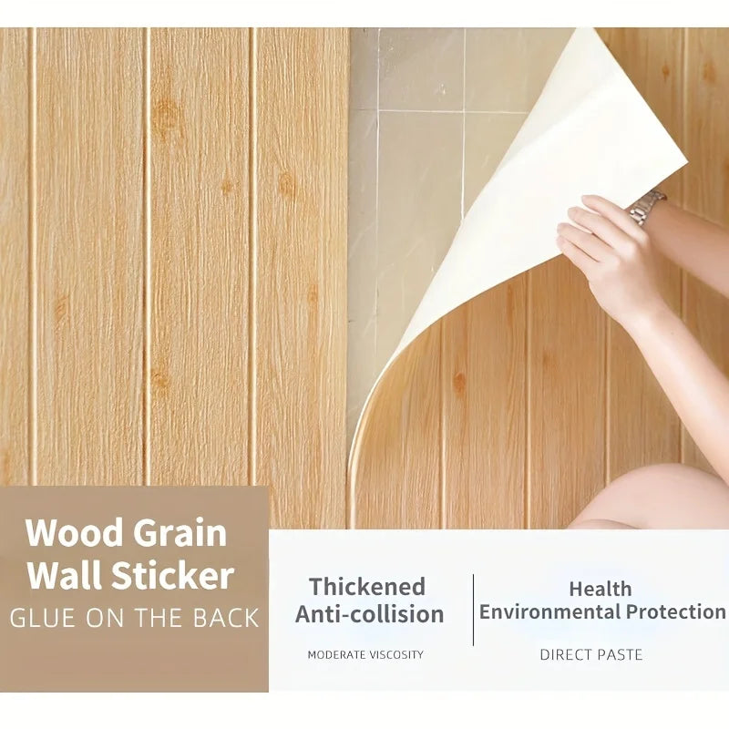 3D wall sticker wood grain foam self-adhesive DIY 35X35cm waterproof and moisture-proof ceiling bedroom kitchen wallpaper