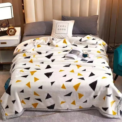 Classic Lily Print Blanket Double Thickened Autumn Winter Raschel Blankets Dormitory Bedrooms Comfortable Cold Resistant Bedding