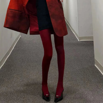 1/2Pcs Sexy Wine Red Stocking Women Girl Burgundy Thin Thick Elastic Tight Vintage Anti-Hooker Comfortable Pantyhose Accessory
