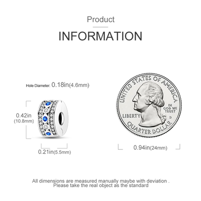 Silver Clasp 925 Sterling Silver CZ pave Clip Charms Daisy Beads Stopper Safety Chain fit Original Bangle Bracelet Jewelry Clip.