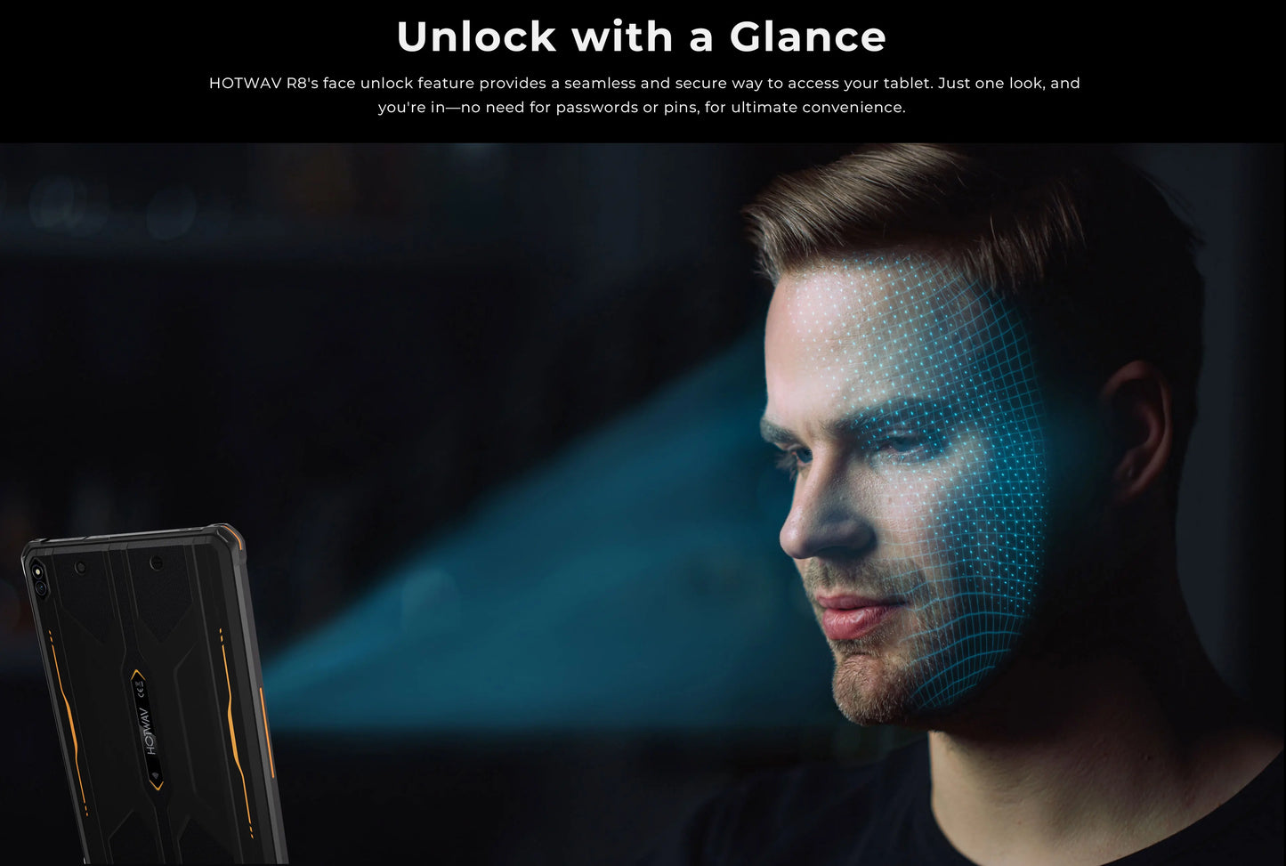 Rugged Tablet HOTWAV R8, 12 (4+8) Go + 128Go, 10.1'', 5MP Front + 13MP Rear Cameras, Android 14.0, 10800mAh Battery, Dual SIM, GPS, 4G