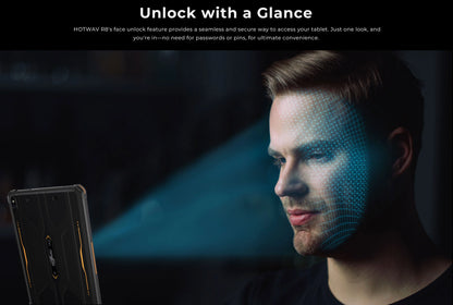 Rugged Tablet HOTWAV R8, 12 (4+8) Go + 128Go, 10.1'', 5MP Front + 13MP Rear Cameras, Android 14.0, 10800mAh Battery, Dual SIM, GPS, 4G