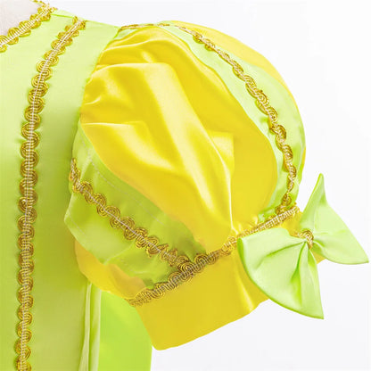 Tiana Fancy Prinzessin Kleid für Mädchen Geburtstag Party Kostüm Kinder Rollenspiel Ballkleid Kinder Karneval Performance Kleidung.