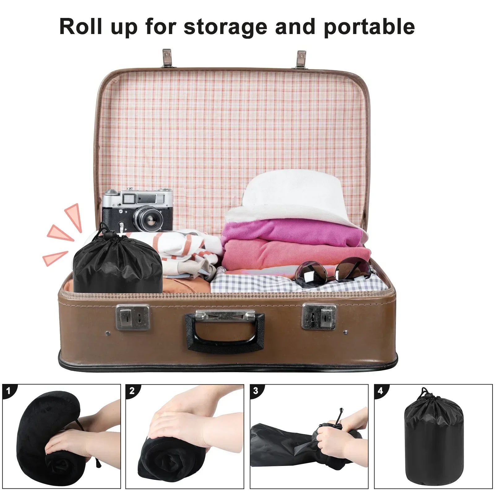 Memory Foam U-shaped Neck Pillow Neck Cushion Soft Neckrest Pad  Portable Travel Pillow Cervical Healthcare Massage Neck Pillow.