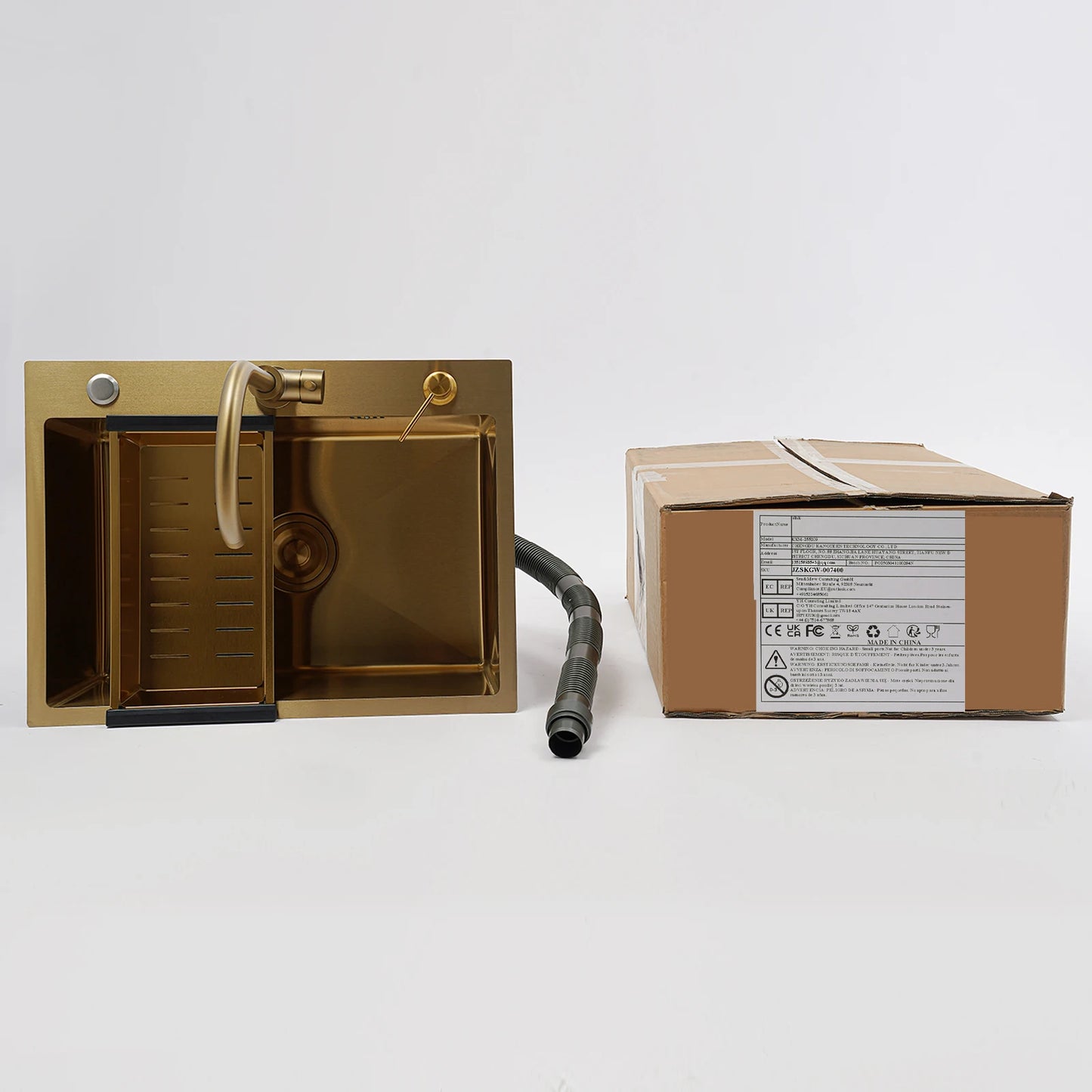 60 x 45 Zoll Edelstahl-Küchenspüle ohne Logo, rechteckige Spüle mit Abtropfkorb für Toiletten, Badezimmer, Waschräume