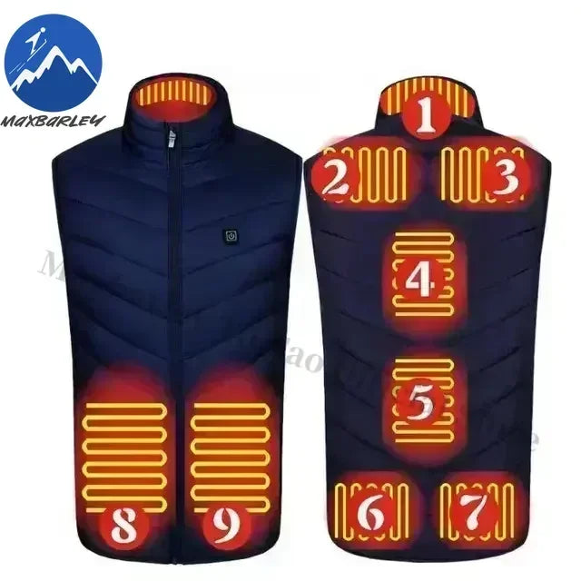21 Zone Heating Vest Mens USB Infrared Thermal Jacket Smart Heated Clothes New Winter Cold-proof Thick Sleeveless Coat Hiking