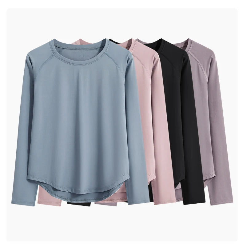 DRUR 2pcs Running Set Women Tracksuit Lightweight Loose Long Sleeve Sport Shirt Pants Sets 2 Piece Sportswear Outfit Gym Clothes.