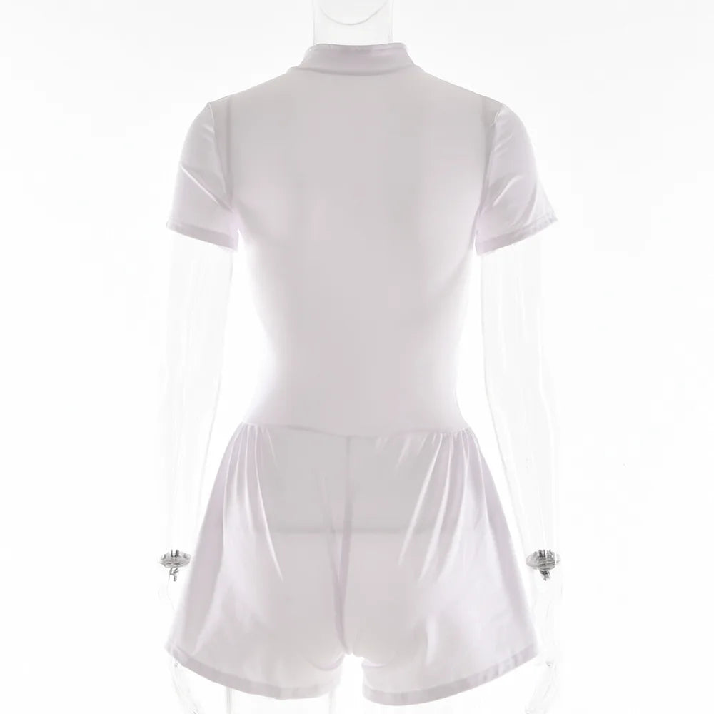 Elegant Women Zip-up O-neck Long Sleeve Jumpsuit Streetwear 2025 Summer Autumn Female Overalls One Piece Fitness Sports Bodysuit