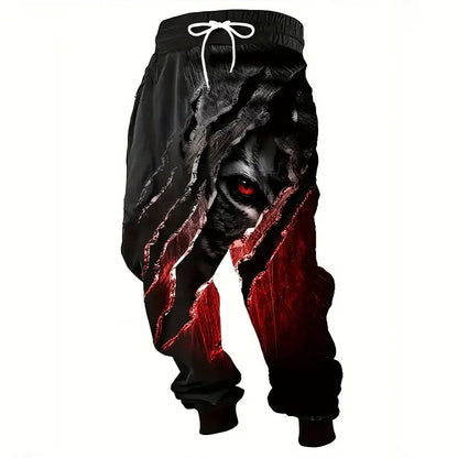 New Fashion Lion Pattern Printed Sweatpants Men's Loose Leisure Sports Pants Autumn And Winter Warm Pants Street Clothes For Men.