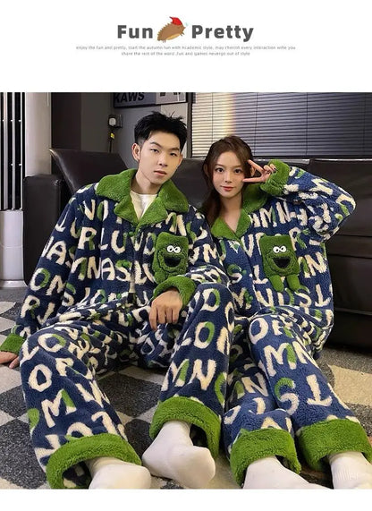 Winter Fleece-gefüttert Verdickte Korallen Fleece Pyjamas Für Männer Lange Plüsch Geeignet Für Oberbekleidung Hause Tragen Paar Pyjamas Set für.