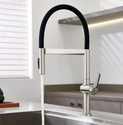 VGX Brushed Kitchen Faucet Sink Faucets Rubber Pull Down Stream Sprayer Taps Rotatable Kitchen Mixer Water Tap Hot Cold Crane