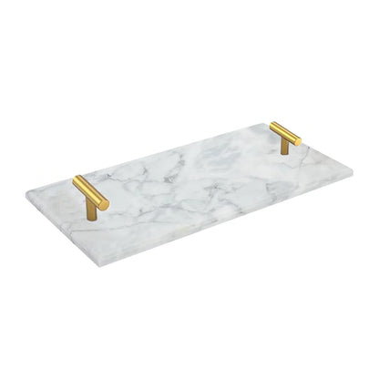 Guest Towel Holder Tray for Bathroom, 100% Natural White Marble Tray - Napkin Storage for-Bathroom, Decorative Vanity Stone Tray.