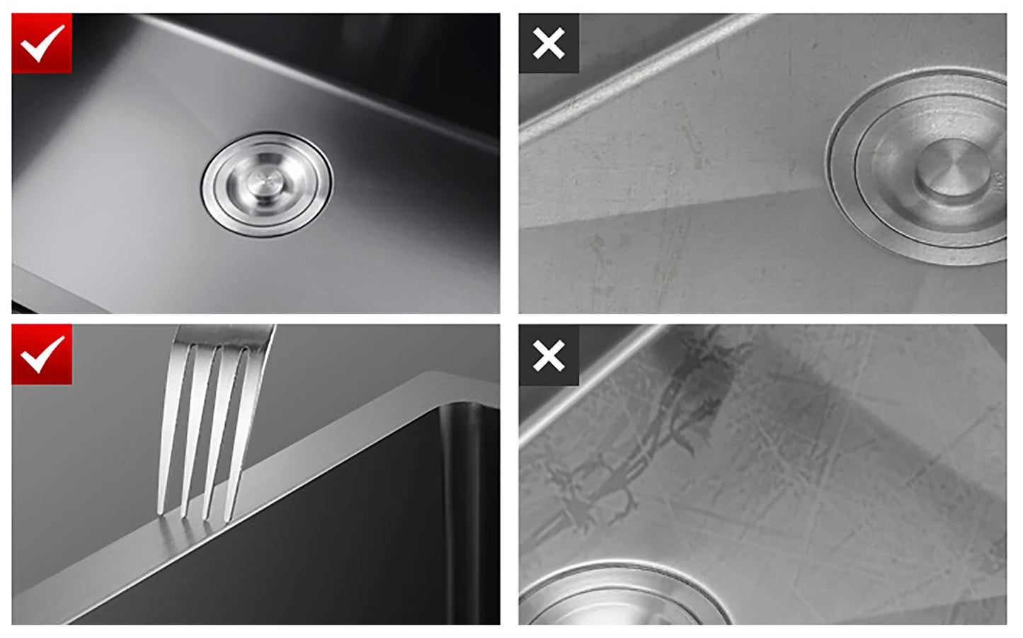 Edelstahl-Küchenspüle, robust, 201 SS, Unterbau/Topmount, großes tiefes Becken, spritzwassergeschützt, schneller Abfluss für Zuhause/Restaurant