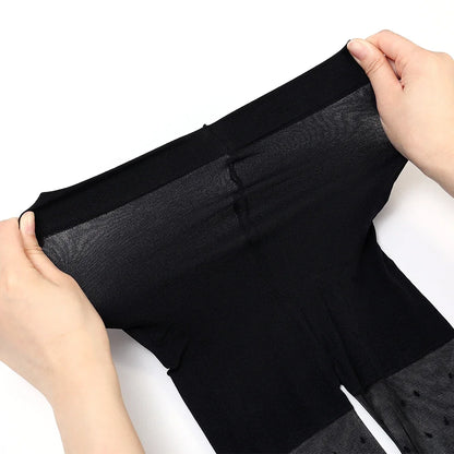 Sexy Dot Printed Women's Tights Black High Waist Elastic Pantyhose Ultra-Thin Translucent Soft Leggings Anti-hook Silk Socks.