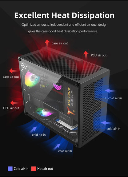 METALFISH S5 MAX Computer Case Gaming PC Chassis Support MATX/ITX 24.5*24.5cm SFX/ATX PSU 135 Mid Tower /180 WaterCooling Cooler.