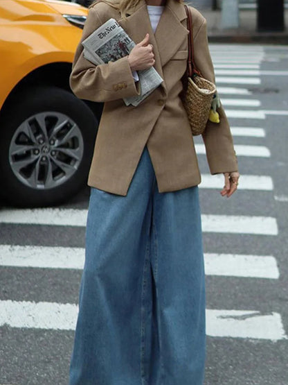 Neue Diagonal schnalle frauen Jacke Anzug Klassische Vintage Casual Jacken Herbst Mode Retro Frauen Mantel Revers Weibliche Mäntel Tops.