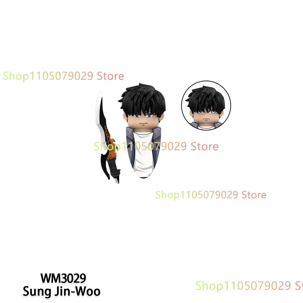WM6220 WM6221 Anime Cartoon TV Toy Sung Jin Woo Solo Leveling Man S Hunter Level Up Building Blocks for Kids Collect Toys Gift.