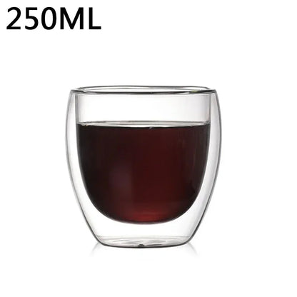 1-6PCS 80-450ML Heat Resistant Double Wall Tea Glass Cup Beer Coffee Handmade Creative Cold Beverage Transparent Drinkware Set