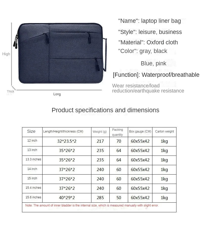 Portable Laptop Bag 14 15 15.6 Inch for Macbook Pro Huawei Xiaomi Mac Book M1 Laptop Case Notebook Accessories Laptop Sleeve.