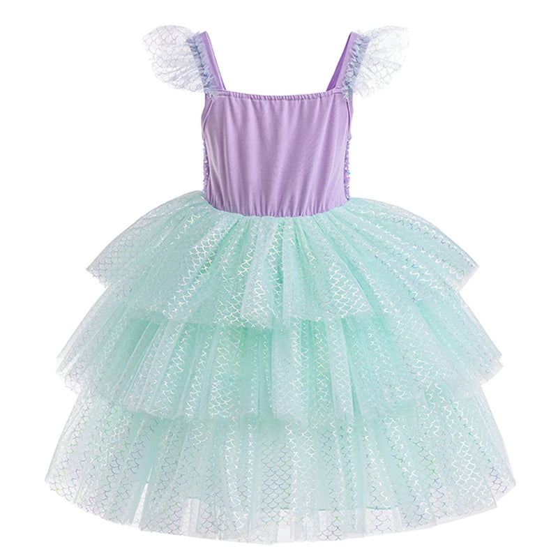 Mädchen elegante Regenbogen Prinzessin Kleid mit Bowknot Flatter Trim Mesh Kleid Tutu Kleid für Party, Performance Tutu Kleid.