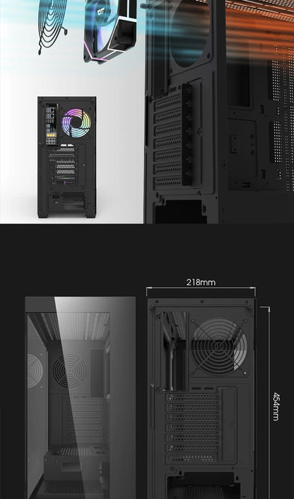 Aigo AS900 PC Case 270° Panoramic Design ATX M-ATX ITX Sea View Room Side Transparent Desktop Chassis Diy Gaming Computer Case.