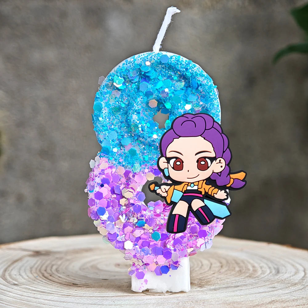 Heißer Kpop Dämon Jäger Thema Kerze 3D Nummer 0-9 Kinder Geburtstag Kuchen Dekoration Baby Dusche Anime Party liefert Geschenke