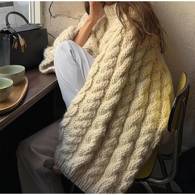 Damen lose dicke Linie Strick pullover o Hals Laterne Ärmel Strickwaren Herbst Winter solide passen alle Pullover Mode Pullover.