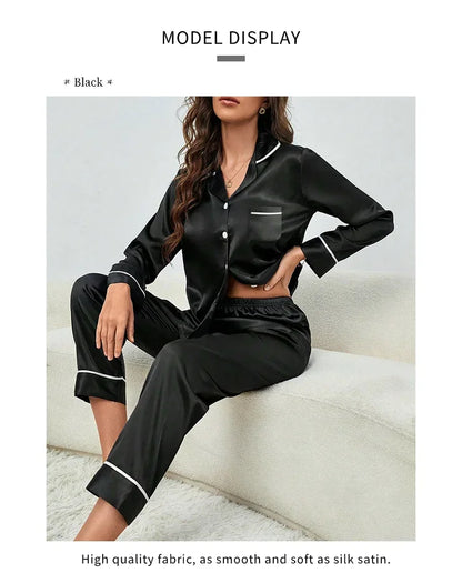 Plus Größe Eis Seide Pyjamas Frauen Lange Ärmeln Einfarbig Lose 5xl Hause Tragen Damen Bequeme Nachtwäsche 2PCS set Nachtwäsche.