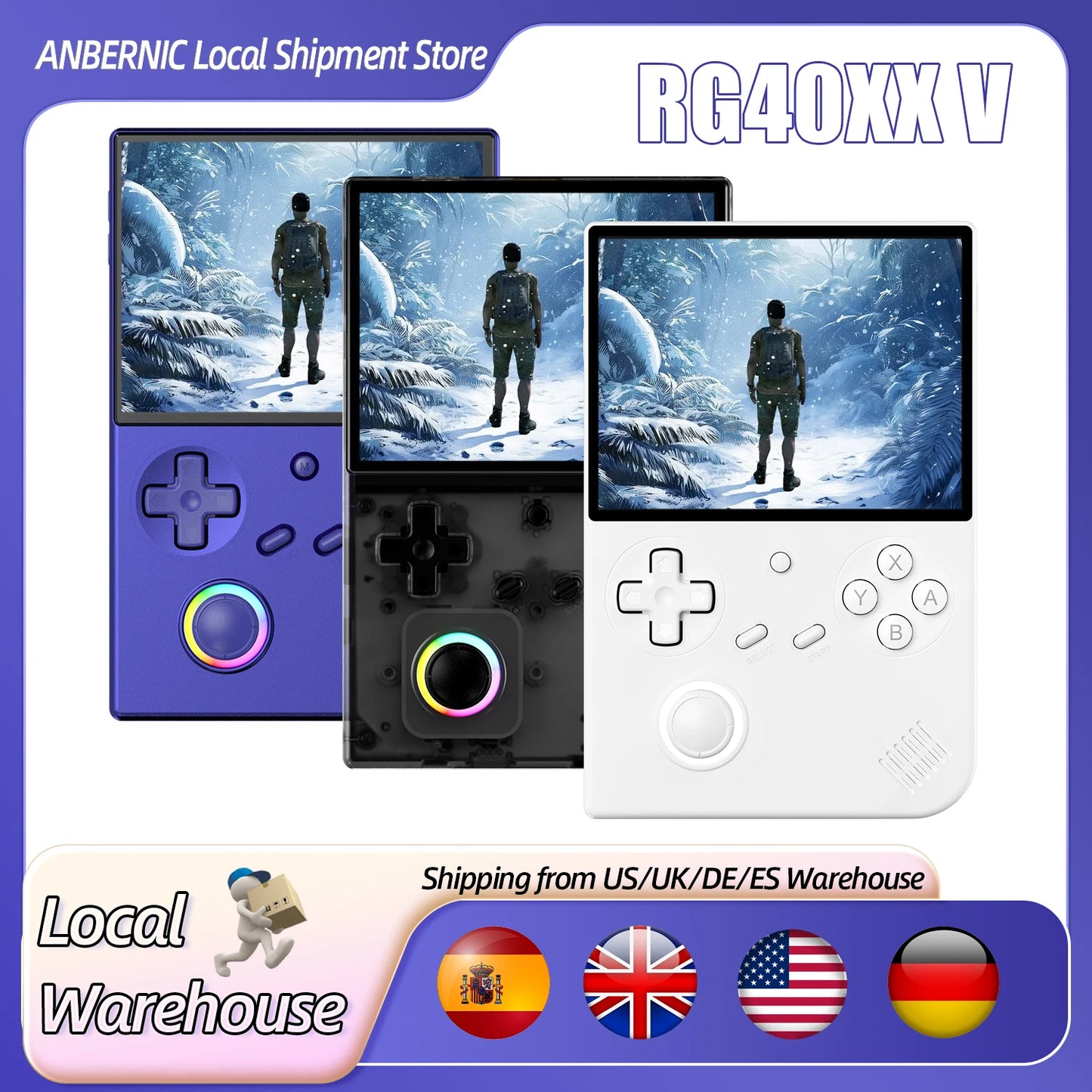 ANBERNIC RG 40XXV 64 Bit Linux Retro Handheld Game Console 4.0'' IPS Screen Supports 5G WiFi Bluetooth HD-Support Output RG40XXV.