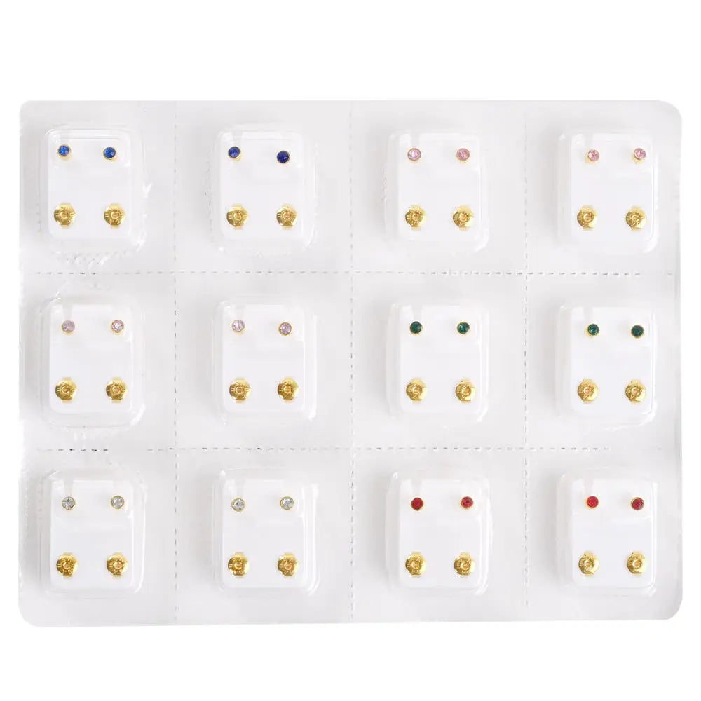 12Pairs Medical Earrings Piercing Tools Set Crystal Ear Stud Surgical Steel Stopper for Body Ear Piercing Gun Fashion Jewelry.