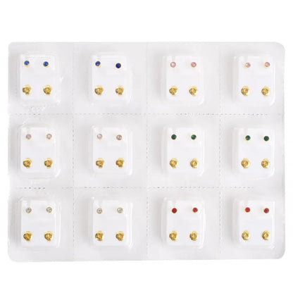 12Pairs Medical Earrings Piercing Tools Set Crystal Ear Stud Surgical Steel Stopper for Body Ear Piercing Gun Fashion Jewelry.