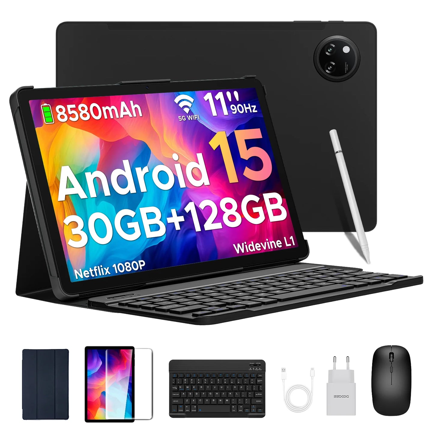 DOOGEE Tab A9 Pro+ Tablet PC Android 15 Dual Speakers 11'' Screen 30GB RAM (6GB+24G) 128GB 8580mAh Battery Widevine L1 Smart Pad.