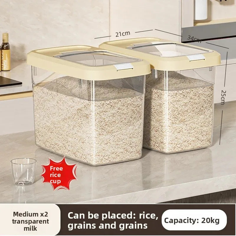 Food Grade Press to Open Seal Moisture Proof Insect Resistant Large Capacity Grain Storage Box Home Use Rice Tub for Grains.